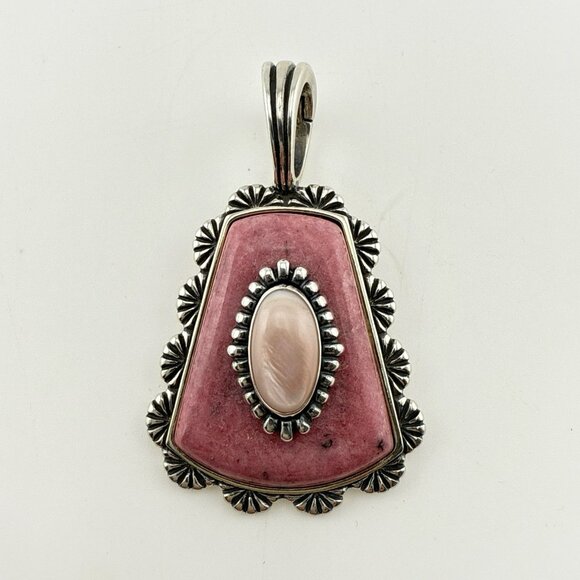 Carolyn Pollack Jewelry - Carolyn Pollack Pendant Enhancer Pink Rhodonite Mother of Pearl Sterling Silver